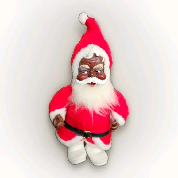 Rare Vintage Rushton Coca Cola African American Santa Plush White Boots 50's - Picture 1 of 8